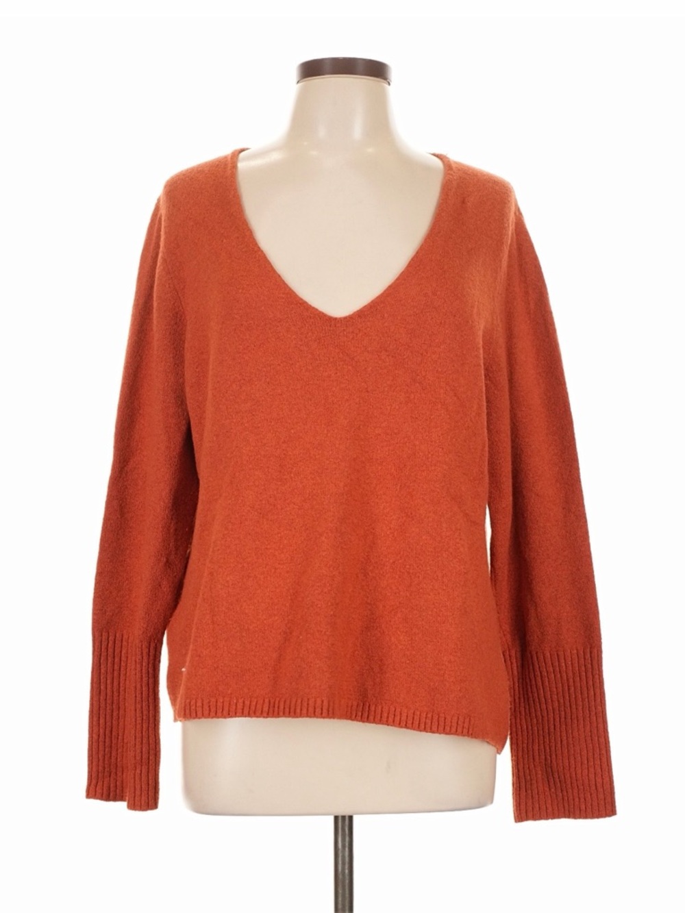 *Treasure & Bond V-Neck Rust Orange Cozy Cotton Blend Sweater Size L